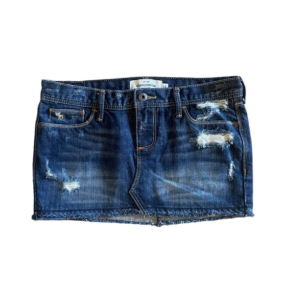 Kids Abercrombie Size 14 Blue Jean Distressed Skirt - Picture 1 of 5